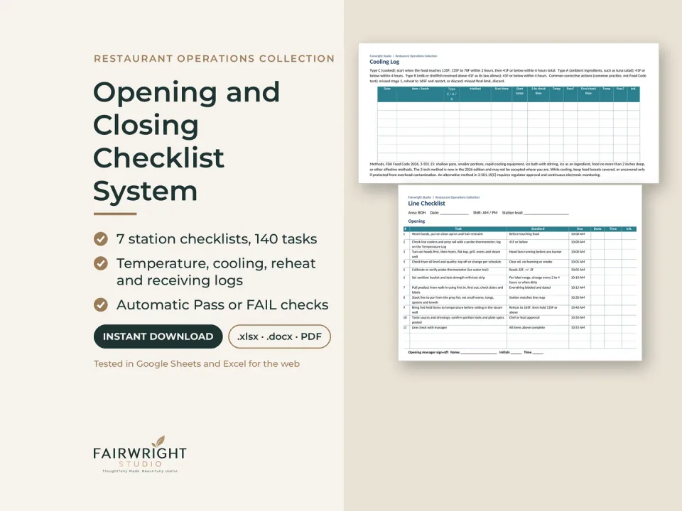 Opening and Closing Checklist System: main product preview