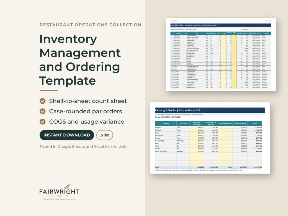 Inventory Management and Ordering Template: main product preview